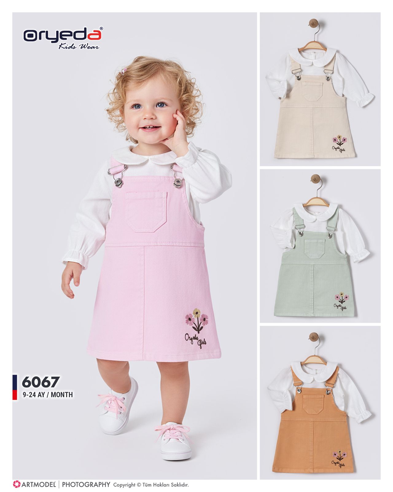 KIZ GÖMLEKLİ ÇİÇEK NAKIŞLI JİLE 9-24 AY