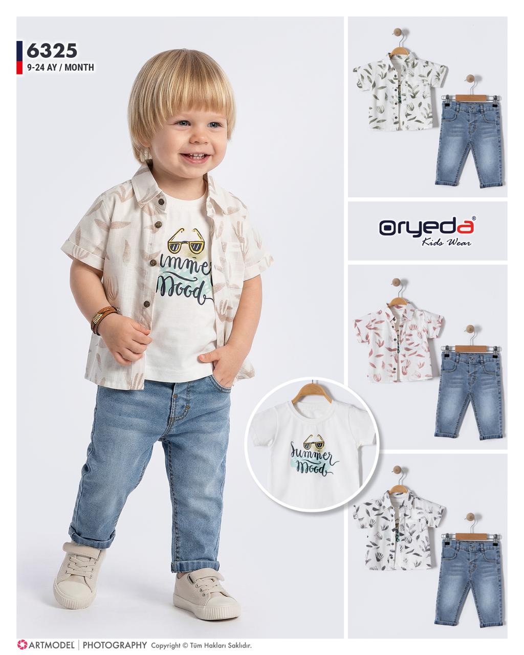 6325-ERKEK YAPRAK DESENLİ GÖMLEKLİ TAKIM 9-24 AY