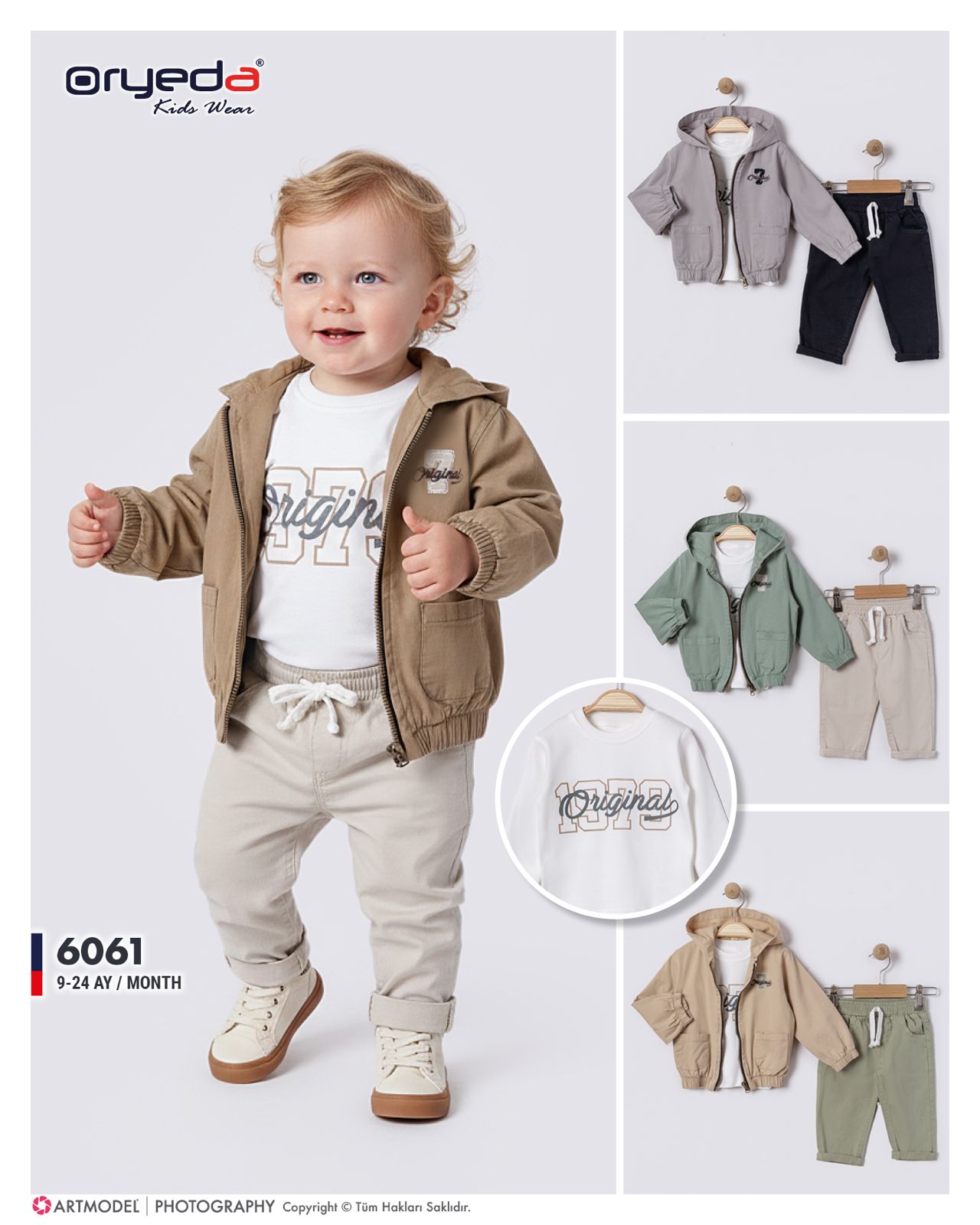 6061-ERKEK NAKIŞLI RENKLİ CEKETLİ TAKIM 9-24 AY