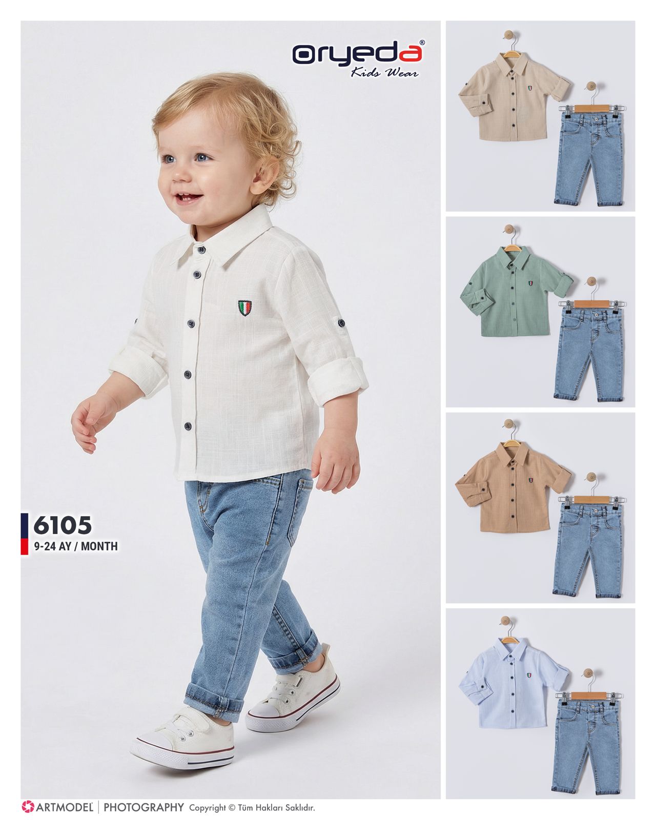 6105-ERKEK ARMA NAKIŞLI GÖMLEKLİ TAKIM 9-24 AY