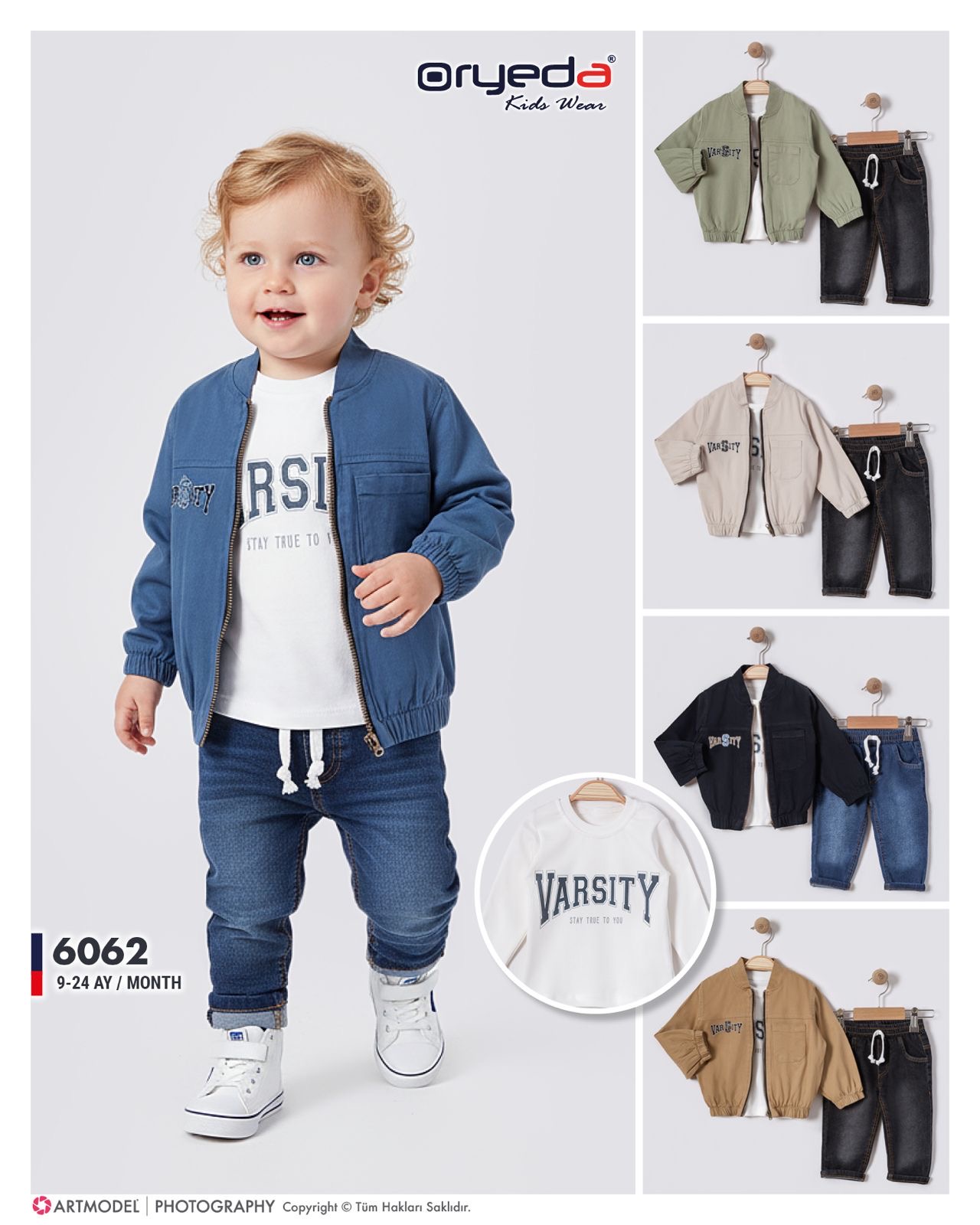 6062-ERKEK NAKIŞLI RENKLİ CEKETLİ TAKIM 9-24 AY