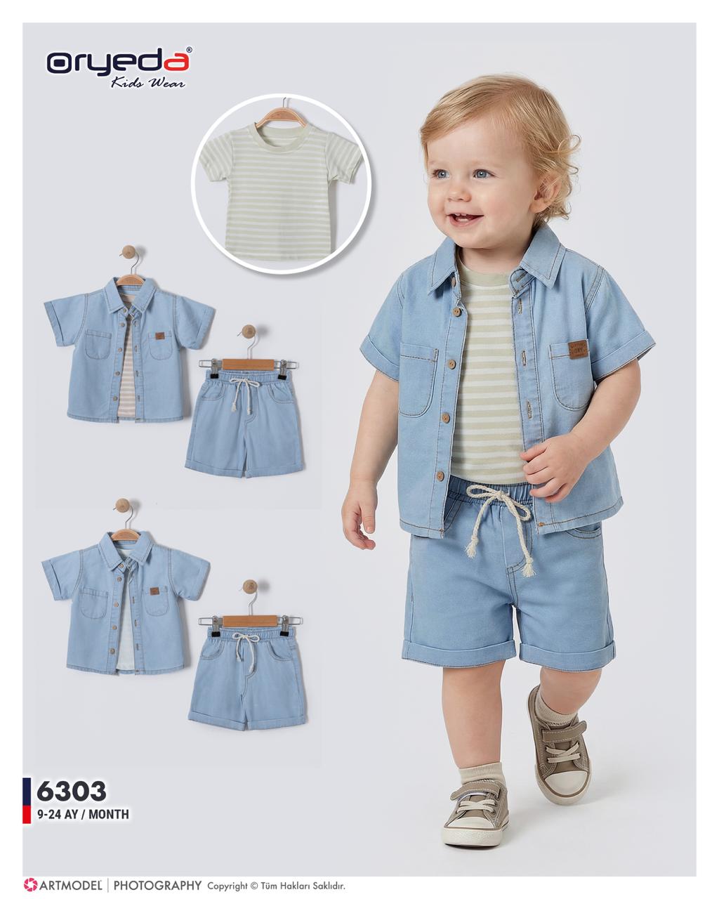 6303-ERKEK ÇİZGİLİ BADİLİ KOT TAKIM 9-24 AY